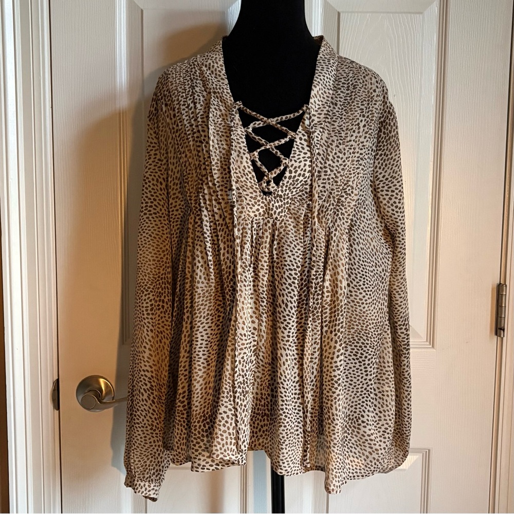 BLUE B Collection Leopard Tie Blouse